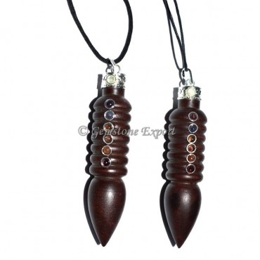 Rose Wood Twisted Chakra Pendants