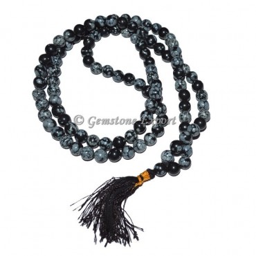 Snowflake Obsidian Japa Mala