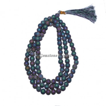 Rainbow Plated Druzy Beads Jap Mala