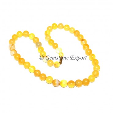 Yellow Onyx Round Beads Necklace