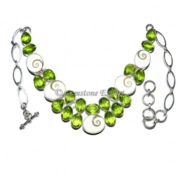 Peridot and Seashell Necklace