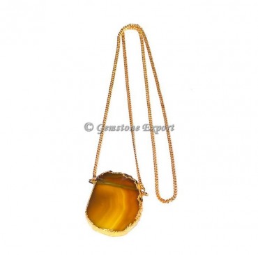 Yellow Onyx Slice Agate Necklace