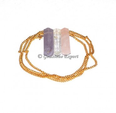 Quartz Pencil Pendants With Golden Chain