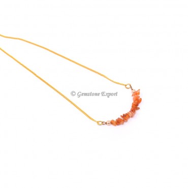 Carnelian Necklace With Golden Chain