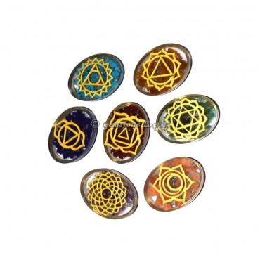 Orgone Engraved Chakra Set in Oval Shape