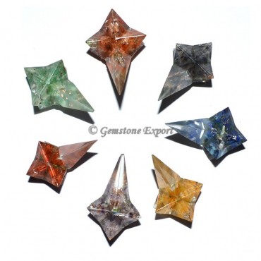 Orgone Chakra Stone Long Stick Merkaba Set