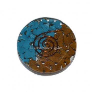 Yellow Jasper & Turquoise Orgone Disc Cab