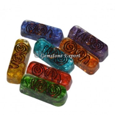 Multi colour crystal Orgone long stick cabs