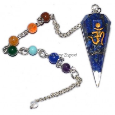 Orgone Chakra Lapis Lazuli Pendulums with Om