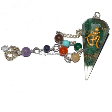 Orgone Chakra Green Jade Pendulums with Om