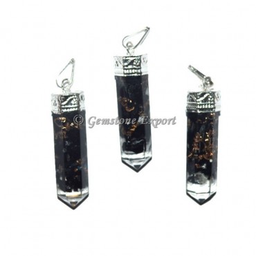 Black Tourmaline Orgone Pencil Pendant