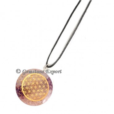 Rose And Crystal  Flower Of Life Pendants