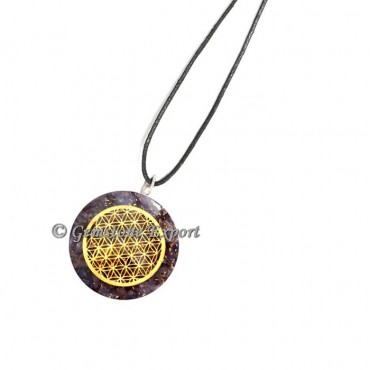 Amethyst Flower Of Life Orgone Pendants