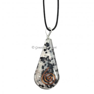 Selenite Black tourmaline Drop Orgone Pendant