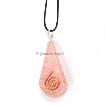 Rose Quartz Orgone Drop Pendant