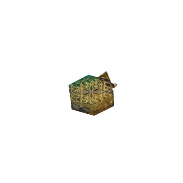 Malachite, Citrine, Pyrite and Citrine Flower of Life Orgone Pendant