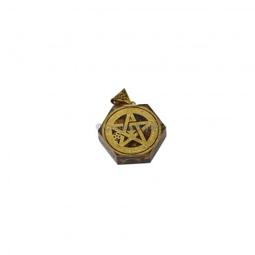 Tiger Eye with Pentagram Hexagonal Orgone Pendant