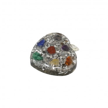 Seven Chakra Silver Brass Heart Shaped Pendant