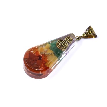 Red Jasper, Amethyst, Yellow and Green Aventurine Pear Shaped Orgone Pendant
