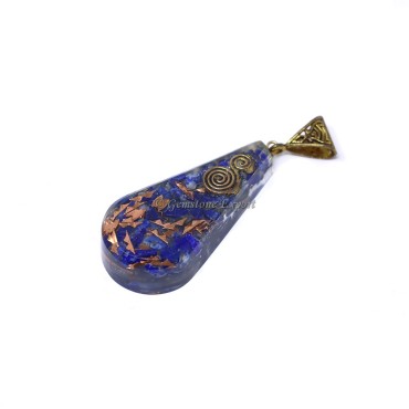 Lapiz Lazuli with Copper Fillings Pear Shaped Orgone Pendant