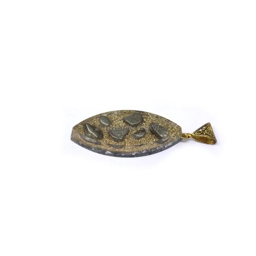 Gold and Silver Fillings with Pyrite Marquise Shaped Orgone Pendant