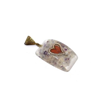 Crystal Quartz, Amethyst and Red Jasper Orgone Pendant