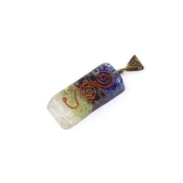 Crystal Quartz, Phrenite, Garnet and Lapiz Lazuli Orgone Bar Pendant