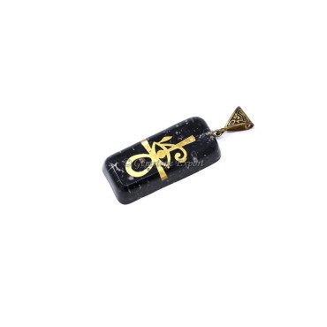 Black Touramline with Eye of Horus Orgone Bar Pendant