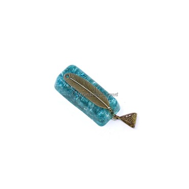 Blue Crystal with Leaf Orgone Bar Pendant