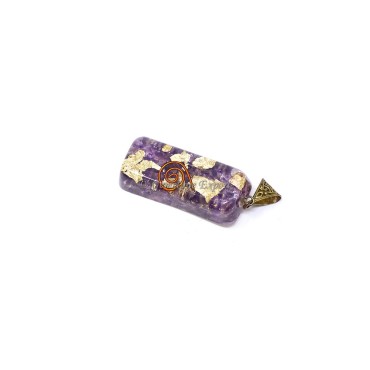 Amethyst with Copper Coil Orgone Bar Pendant