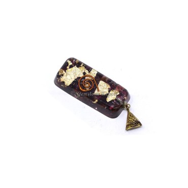 Garnet with Copper Coil Orgone Bar Pendant
