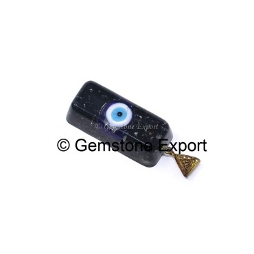 Black Tourmaline with Evil Eye Orgone Bar Pendant