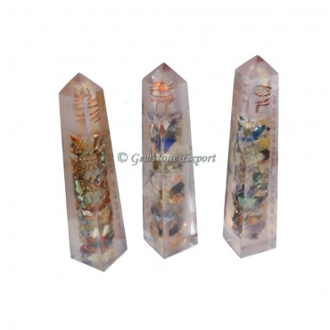 Mix Chakra Gemstone Orgone Obelisk Healing Tower