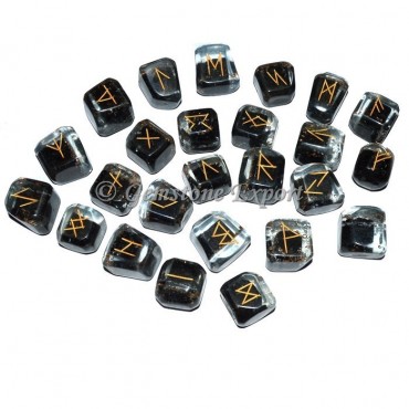 Black Tourmaline Runes Orgonite Tumbled Stones