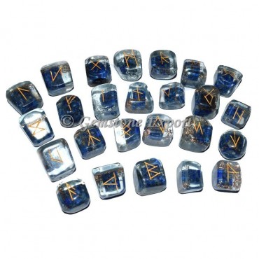 Lapis Lazuli Orgonite Rune Tumbled Stones