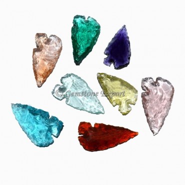 Colorfull Glass Heart Cut Arrowheads