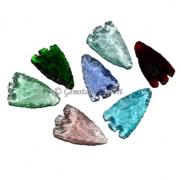 Long Heart Colorfull Glass Arrowheads