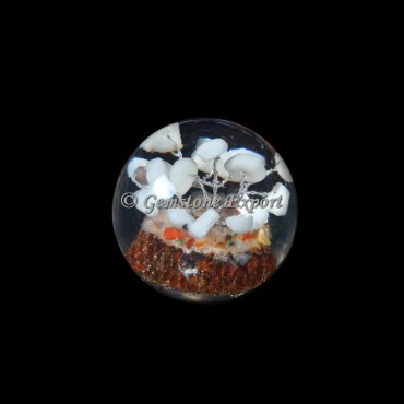 White Agate Tree Orgonite Sphere