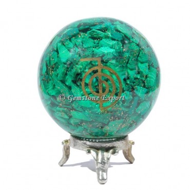 Malachite Spiral Orgonite Sphere