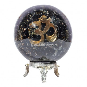 Black Tourmaline Om Reiki Orgonite Sphere