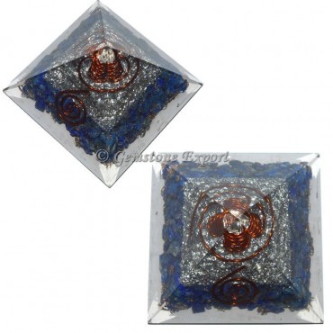 Lapis Lazuli With Silver Energy Orgonite Pyramid
