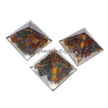 Chakra Gemstones Small Orgonite Pyramid