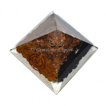 Black Tourmaline With Yellow Jasper Orgonite Pyramid