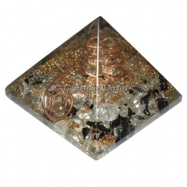 Crystal Quartz With Black Tourmaline Small Orgonite Pyramid