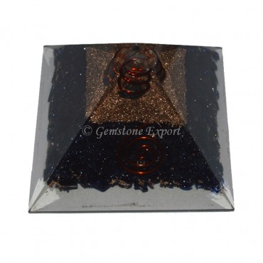 Blue Goldstone Sunstone Orgonite Pyramid