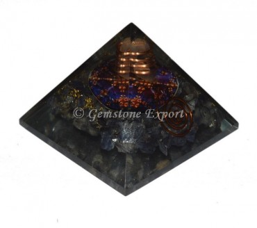 Blue Aventurine With Color Printed Orgonite Pyramid