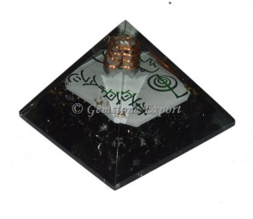 Black Tourmaline With Reiki Symbols Orgonite Pyramid