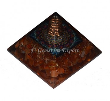 Carnelian With Pentagram Orgonite Pyramid