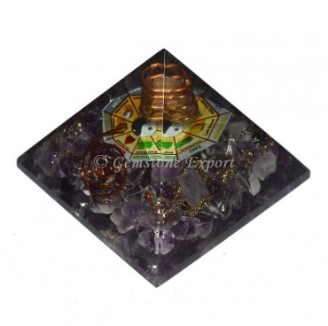 Amethyst Ying Yang Orgonite Pyramid