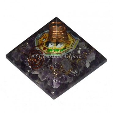 Amethyst Ying Yang Orgonite Pyramid